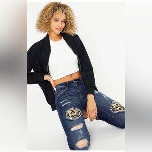 KanCan MID RISE LEOPARD PATCH SUPER SKINNY